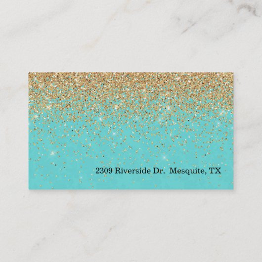 モダンでシックな金ゴールドおよびターコイズのお母さんカード コーリングカード (裏面)