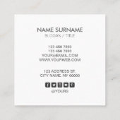 モダンでシックな金ゴールドの円の黒い正方形の名刺 スクエア名刺 (裏面)