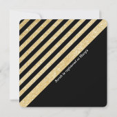 モダンでシックな金ゴールド及び黒いシャワーまたはディナー・パーティ 招待状 (裏面)