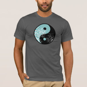 モダンでシックな陰陽の太陽光線の花柄の木 Tシャツ