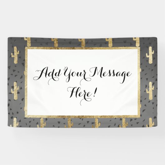 モダンでシックなGeoの三角形の勾配の金ゴールドのサボテン 横断幕 (横)