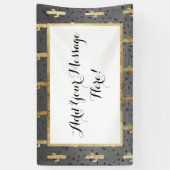 モダンでシックなGeoの三角形の勾配の金ゴールドのサボテン 横断幕 (縦)