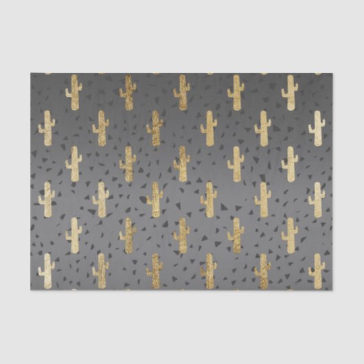 モダンでシックなGeoの三角形の勾配の金ゴールドのサボテン 薄葉紙 (正面)