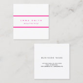 モダンでシンプルではっきりしたなマゼンタのピンクの白い四角 スクエア名刺 (正面/裏面)