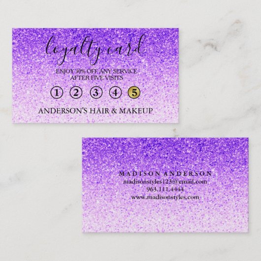 モダンでシンプルでエレガントなタイポグラフィのロイヤリティカード 名刺 (正面/裏面)