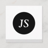 モダンでシンプルでエレガントなモノグラムの点 スクエア名刺 (正面)