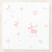 モダンでシンプルで赤いアメリカヘラジカの雪片 ガラスコースター (裏面)