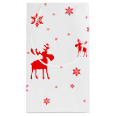 モダンでシンプルで赤いアメリカヘラジカの雪片 スモールペーパーバッグ (裏面)