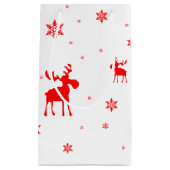 モダンでシンプルで赤いアメリカヘラジカの雪片 スモールペーパーバッグ (正面)