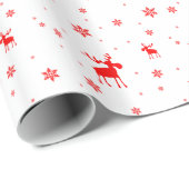 モダンでシンプルで赤いアメリカヘラジカの雪片 ラッピングペーパー (ロールコーナー)