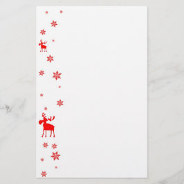 モダンでシンプルで赤いアメリカヘラジカの雪片 便箋