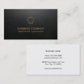 モダンでシンプルで黒い金ゴールドの食料調達のシェフ 名刺 (正面/裏面)
