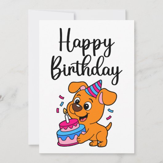 モダンでシンプルなお誕生日おめでとうの可愛い犬 ノートカード (正面)