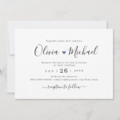 モダンでシンプルなエレガントなスクリプト写真結婚式 招待状 (裏面)