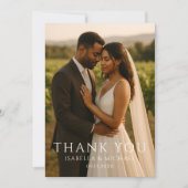 モダンでシンプルなエレガントな写真の結婚式のお礼 サンキューカード (正面)
