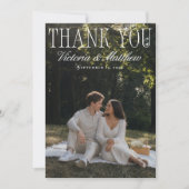 モダンでシンプルなエレガントな写真の結婚式の御礼カード 案内状 (正面)
