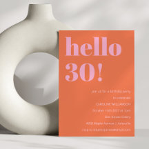 モダンでシンプルなオレンジとピンクの30歳の誕生日パーティー