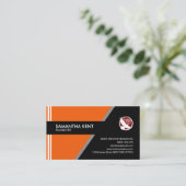 モダンでシンプルなオレンジ熱心CEOの創設者 名刺 (スタンド正面)
