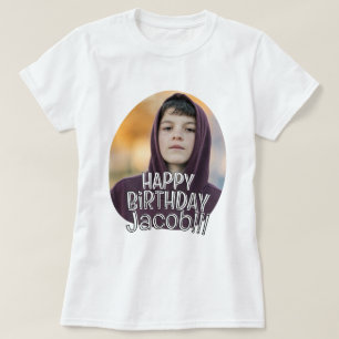 モダンでシンプルなオーダーメイドの誕生日グリーティング Tシャツ
