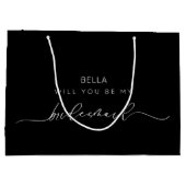 モダンでシンプルなカリグラフィーの花嫁の友人ギフト ラージペーパーバッグ (裏面)