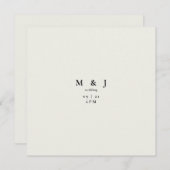 モダンでシンプルなクリーム色のスクエア結婚式 招待状 (正面/裏面)