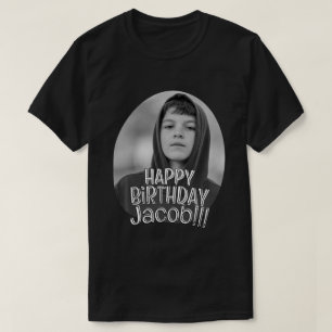 モダンでシンプルなクールなカスタムフォト誕生日グリーティング Tシャツ