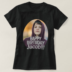 モダンでシンプルなクールなカスタムフォト誕生日グリーティング Tシャツ