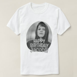 モダンでシンプルなクールなカスタムフォト誕生日グリーティング Tシャツ