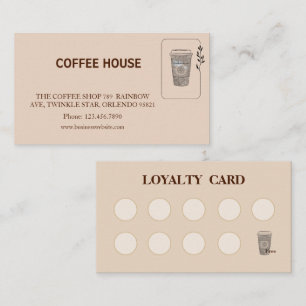 モダンでシンプルなコーヒーショップのロイヤリティカード 名刺