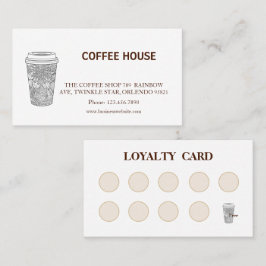 モダンでシンプルなコーヒーショップのロイヤリティカード 名刺