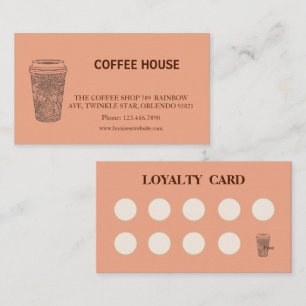 モダンでシンプルなコーヒーショップのロイヤリティカード 名刺