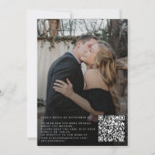 モダンでシンプルなタイポグラフィのQRコード付き2枚の写真の結婚式 招待状 (裏面)