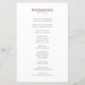モダンでシンプルなタイポグラフィ。エレガントな結婚式プログラム (裏面)