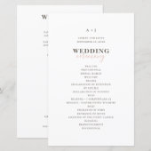 モダンでシンプルなタイポグラフィ。エレガントな結婚式プログラム (正面/裏面)