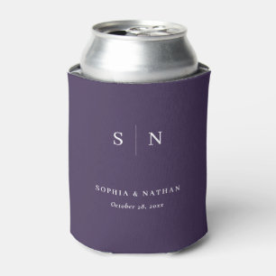 モダンでシンプルなダークパープルの結婚式 缶クーラー
