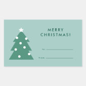 モダンでシンプルなツリーアイコンのメリークリスマス 長方形シール (正面)
