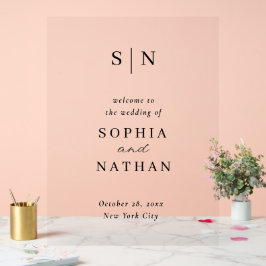 モダンでシンプルなデザイン ブラック&ホワイトの結婚式ウェルカムボード アクリルサイン