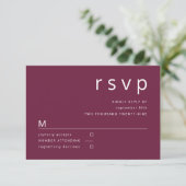 モダンでシンプルなバーガンディの結婚式 出欠カード (スタンド正面)