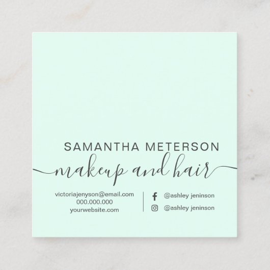 モダンでシンプルなパステル調の真新しい灰色のスタイリッシュでガーリーなこんにちは スクエア名刺 (裏面)