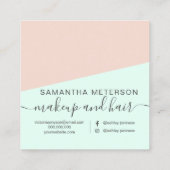 モダンでシンプルなパステル調の真新しい赤面のピンクのガーリーなこんにちは スクエア名刺 (裏面)