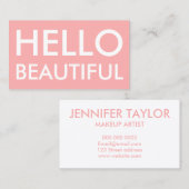 モダンでシンプルなピンクのこんにちは美しい名刺 名刺 (正面/裏面)
