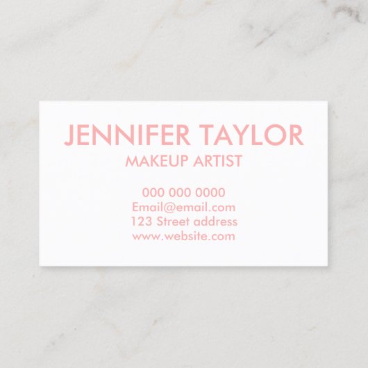 モダンでシンプルなピンクのこんにちは美しい名刺 名刺 (裏面)