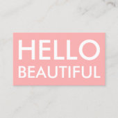 モダンでシンプルなピンクのこんにちは美しい名刺 名刺 (正面)