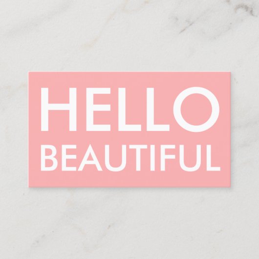 モダンでシンプルなピンクのこんにちは美しい名刺 名刺 (正面)