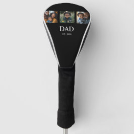 モダンでシンプルなブラックの「Dad Established」フォトフレーム 3枚 ゴルフヘッドカバー