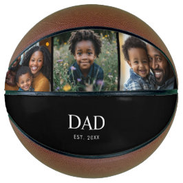 モダンでシンプルなブラックの「Dad Established」フォトフレーム 3枚 バスケットボール