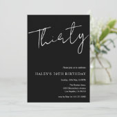 モダンでシンプルなブラック 30歳の誕生日 招待状 (スタンド正面)