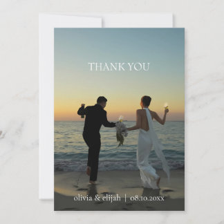 モダンでシンプルな写真付き結婚式御礼カード サンキューカード