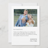 モダンでシンプルな写真付き結婚式御礼カード サンキューカード (裏面)