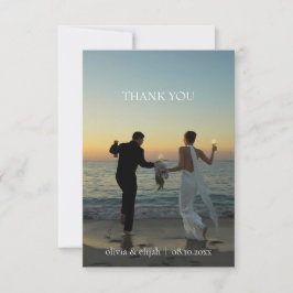 モダンでシンプルな写真付き結婚式御礼カード サンキューカード
